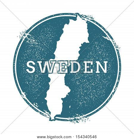 Grunge Rubber Stamp With Name And Map Of Sweden, Vector Illustration. Can Be Used As Insignia, Logot