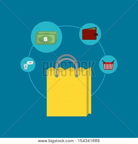 shopping money online vector illustration graphic design