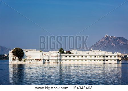 UDAIPUR, INDIA - NOVEMBER 23, 2012: Lake Palace (Jag Niwas) in Lake Pichola, Udaipur, Rajasthan. It is famous luxury hotel, has been voted as the most romantic hotel in India and in the world. 