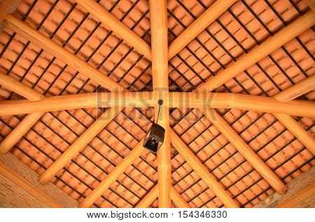 Orange rag and log ceiling for background and texture