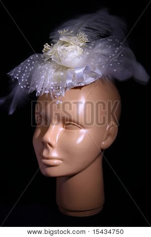 Wedding hair accessories being displayed on a Mannequin head