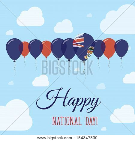 Cayman Islands National Day Flat Patriotic Poster. Row Of Balloons In Colors Of The Caymanian Flag.