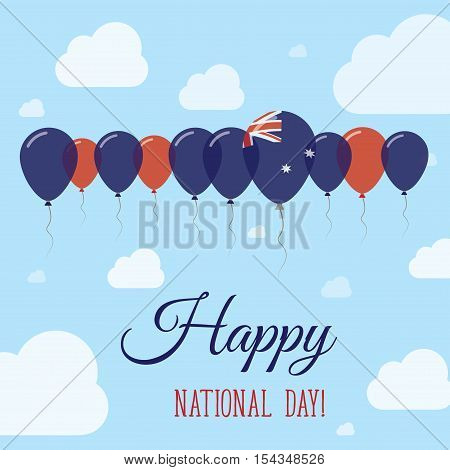 Heard And Mcdonald Islands National Day Flat Patriotic Poster. Row Of Balloons In Colors Of The Hear