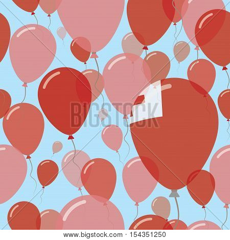 Tonga National Day Flat Seamless Pattern. Flying Celebration Balloons In Colors Of Tongan Flag. Happ