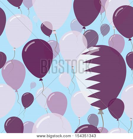 Qatar National Day Flat Seamless Pattern. Flying Celebration Balloons In Colors Of Qatari Flag. Happ