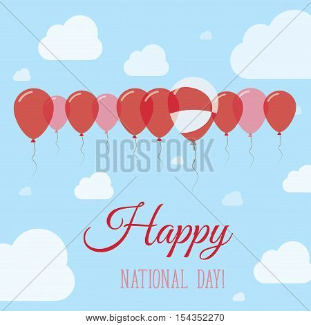 Greenland National Day Flat Patriotic Poster. Row Of Balloons In Colors Of The Greenlandic Flag. Hap