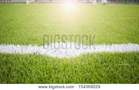 Artificial Turf Football Field Green White Grid