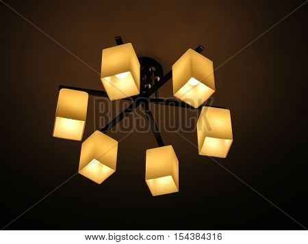 chandelier in a modern style which is hanging on the ceiling
