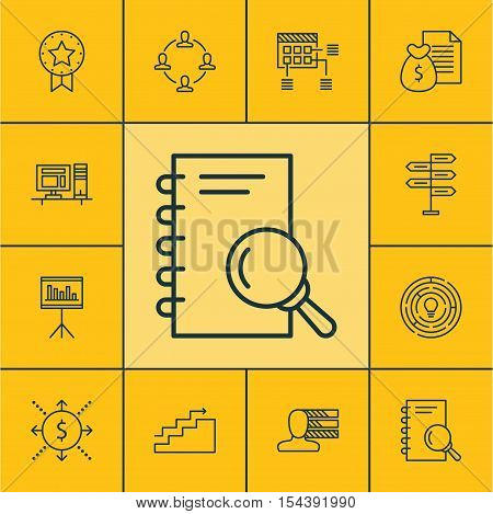 Set Of Project Management Icons On Innovation, Opportunity And Report Topics. Editable Vector Illust