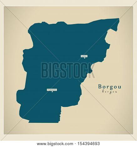 Modern Map - Borgou BJ Benin illustration vector