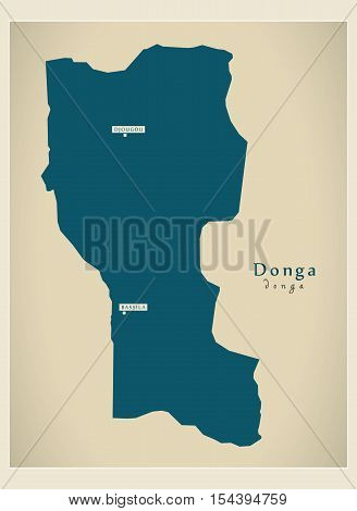 Modern Map - Donga BJ Benin illustration vector