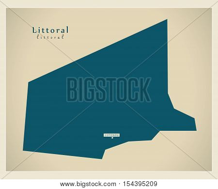 Modern Map - Littoral BJ Benin illustration vector