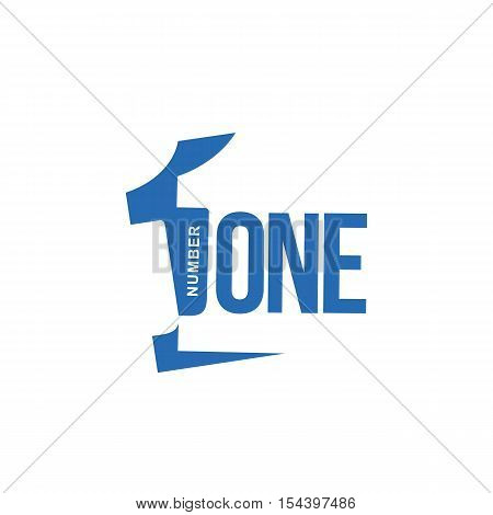 blue and white number one diagonal logo template, vector illustrations isolated on white background. Graphic logo with diagonal logo with three dimensional number one