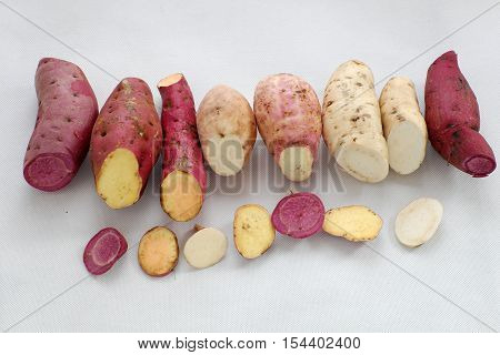 Diversity Sweet Potato On White Background