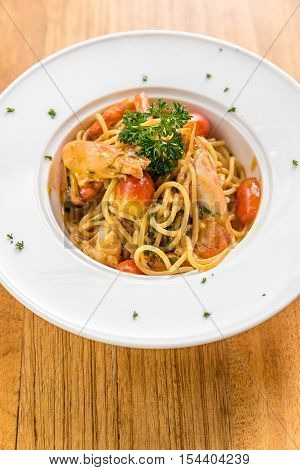Prawn Pasta with Lobster bisque sauce
