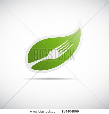 Vector logo vegan food on lef, isolated illustration