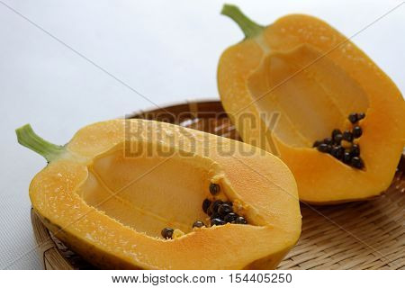 Papaya On White Background, Tropical Fruit