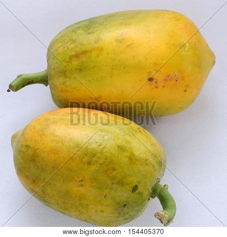 Papaya On White Background, Yellow Fruit