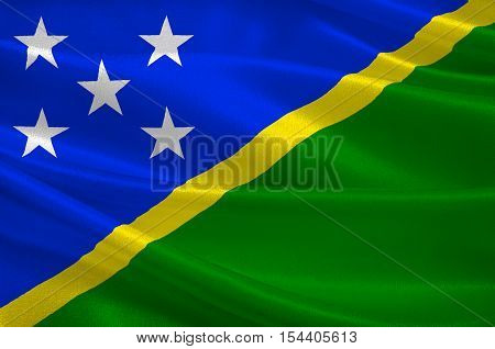 Flag of Solomon Islands Honiara - Melanesia. 3d illustration