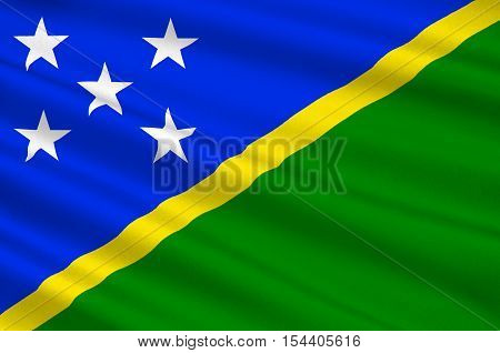 Flag of Solomon Islands Honiara - Melanesia. 3d illustration
