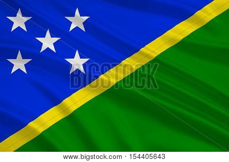 Flag of Solomon Islands Honiara - Melanesia. 3d illustration