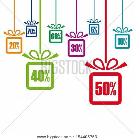 Vector discounts cover, gift and box on white