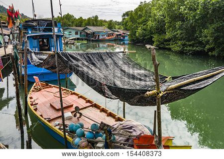 Small Fishermens Village In The Mangrove Swamps At The Island Of Koh Chang