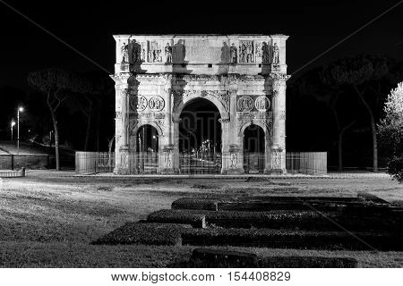ROME Italy - 29 August 2015. Night view Rome Costantine's Arc
