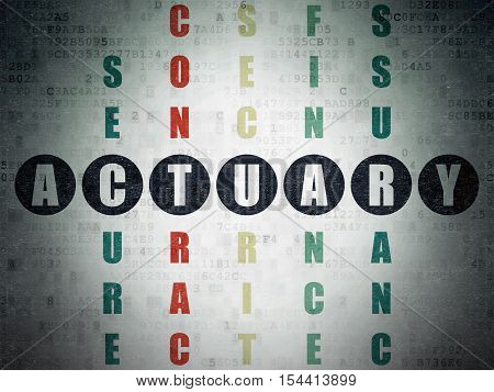 Insurance concept: Painted black word Actuary in solving Crossword Puzzle on Digital Data Paper background