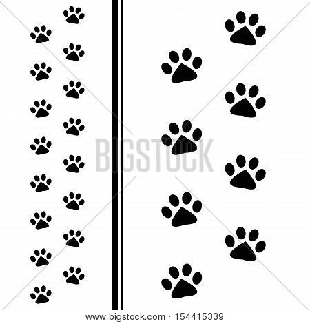 black animal paw prints isolated on white