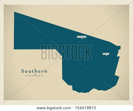 Modern Map - Southern BW Botswana illustration vector