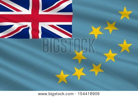 Flag of Tuvalu Funafuti - Polynesia. 3d illustration