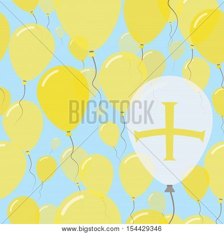 Guernsey National Day Flat Seamless Pattern. Flying Celebration Balloons In Colors Of Channel Island