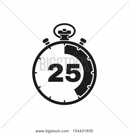 The 25 seconds, minutes stopwatch icon. Clock and watch, timer, countdown symbol. UI. Web. Logo. Sign. Flat design. App. Stock vector