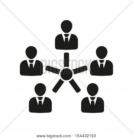 The management icon. Team and group, teamwork, people, alliance symbol. UI. Web. Logo. Sign. Flat design. App. Stock vector