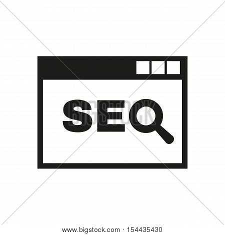 The SEO icon. WWW and browser, development, search symbol. UI. Web. Logo. Sign. Flat design. App. Stock vector