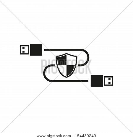 The secure connection icon. Transfer and connection, data, antivirus, firewall symbol. UI. Web. Logo. Sign. Flat design. App. Stock vector