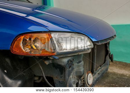 Car lamp broken  from an accident. car crash