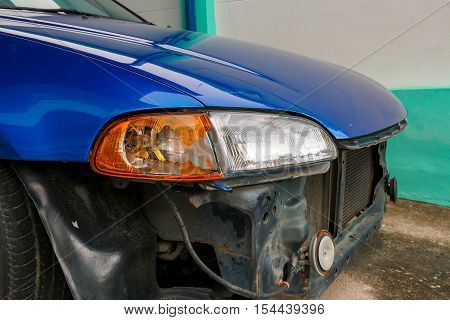 Car lamp broken  from an accident. car crash