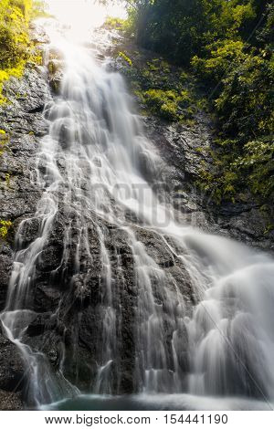 Amazing Beautiful Waterfalls In Autumn Forest At Sarika Waterfall In Nakhonnayok, Thailand.
