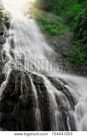 Amazing Beautiful Waterfalls In Tropical Forest At Sarika Waterfall In Nakhonnayok, Thailand.