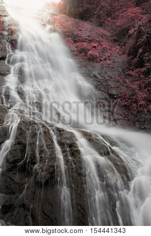Amazing Beautiful Waterfalls In Autumn Forest At Sarika Waterfall In Nakhonnayok, Thailand.