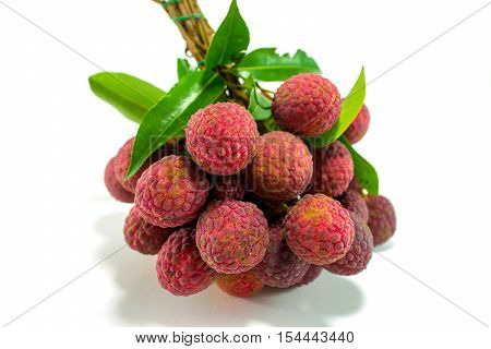 Close up Of Fresh lychees on white background.