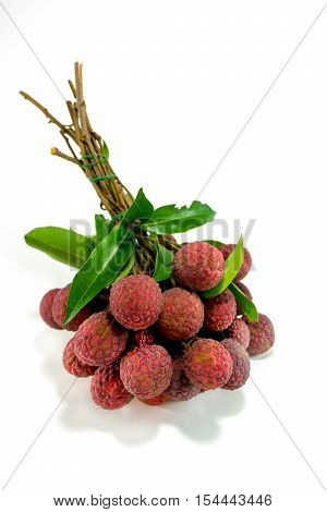 Close up Of Fresh lychees on white background.