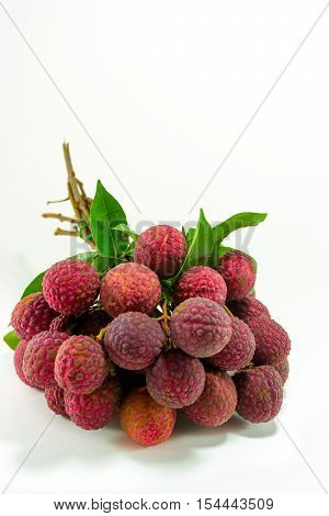 Close up Of Fresh lychees on white background.