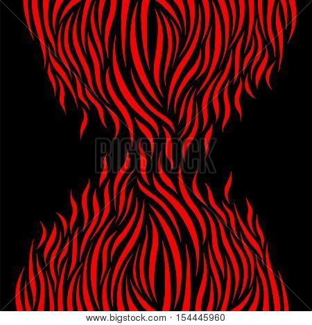 Abstract fire flame vector illustration. Burning fire flame on black background.