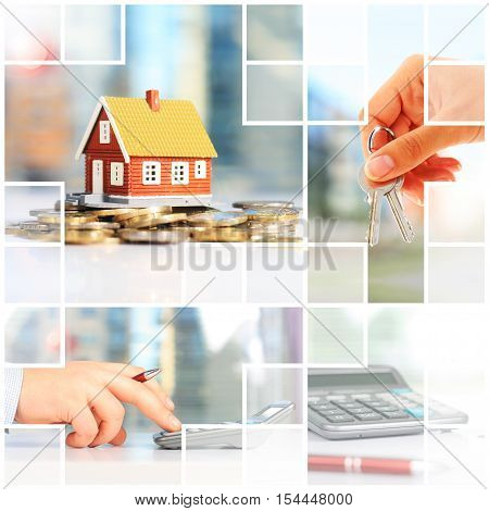 Real estate investment collage. Mortgage conceptual picture.