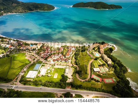 Aerial View of Tabatinga Beach, Caraguatatuba, Sao Paulo, Brazil