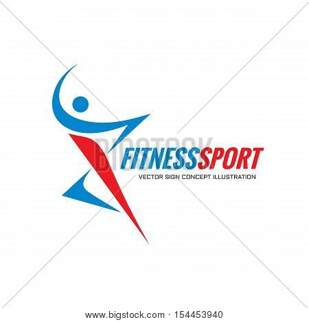 Fitness Sport - vector logo template concept illustration. Human character. Abstract running man figure. People sign. Positive dance. Design element.