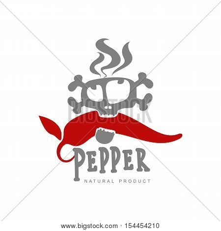 chili pepper vector logo illustration, isolated on white background. Hot and spice chili pepper logo, skull and bones, mexican cuisine